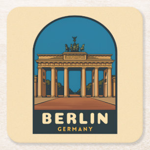 Reise nach Berlin Deutschland Brandenburger Tor im Rechteckiger Pappuntersetzer