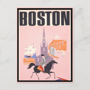 Reise nach Boston Massachusetts im Vintage-Stil Postkarte
