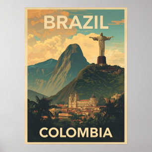 Reise nach Brasilien Kolumbien Retro Südamerika Vi Poster
