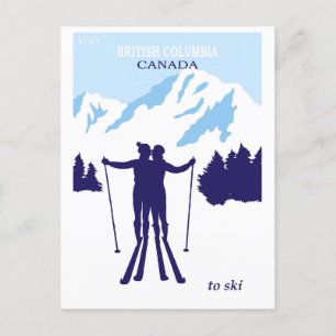 Reise nach British Columbia Kanada Skifahren Vinta Postkarte