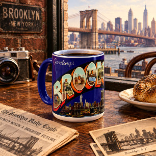 Reise nach Brooklyn, New York im Vintage-Stil Tasse