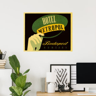 Reise nach Budapest Ungarn Vintage Hotelpage-Mütze Poster