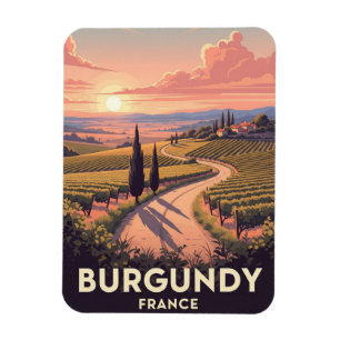 Reise nach Burgund Frankreich im Vintage-Stil Magnet