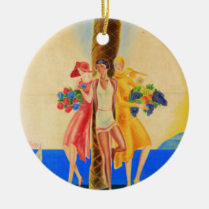Reise nach Cannes im französischen Vintage-Stil Keramik Ornament