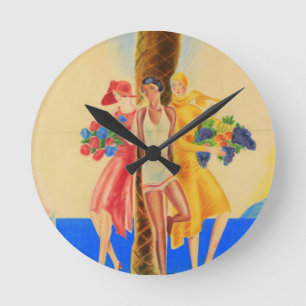 Reise nach Cannes im Vintage-Stil Frankreich Runde Wanduhr