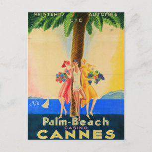 Reise nach Cannes im Vintage-Stil Postkarte