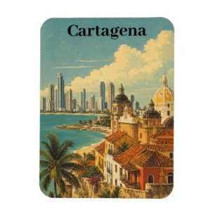 Reise nach Cartagena Kolumbien Karibik im Vintage- Magnet