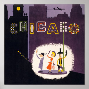 Reise nach Chicago Illinois im Vintage-Retro-Stil Poster