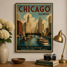 Reise nach Chicago Illinois im Vintage-Stil