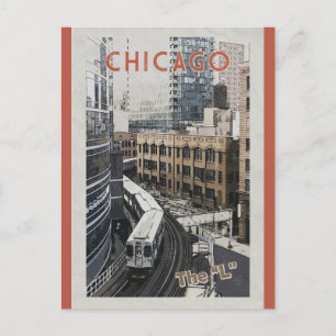 Reise nach Chicago Illinois im Vintage-Stil Postkarte