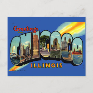 Reise nach Chicago, Illinois im Vintage-Stil Postkarte