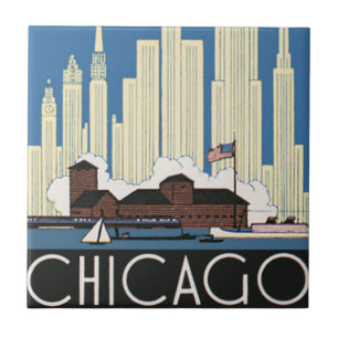 Reise nach Chicago im Vintage-Stil hat alles Stadt Fliese