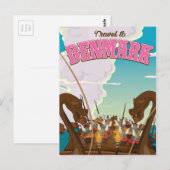 Reise nach Dänemark Cartoon Besuch Reiseplakat Postkarte (Vorne/Hinten)