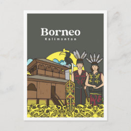 Reise nach Dayak Borneo Kalimanta Indonesien Postkarte