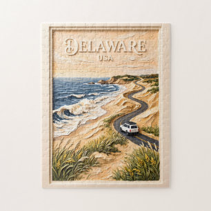 Reise nach Delaware, Vintage-Küstenstraße, Textur Puzzle