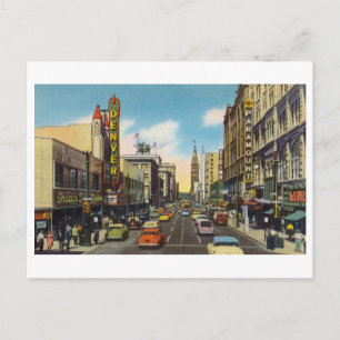 Reise nach Downtown Denver im Vintage-Stil Postkarte
