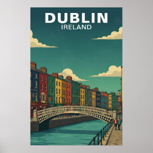 Reise nach Dublin Irland Ha'penny Bridge Vintage Poster