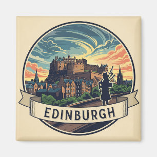 Reise nach Edinburgh Castle im Vintage-Stil Schott Magnet