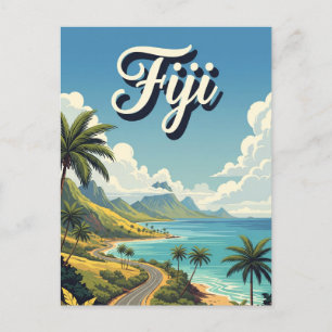 Reise nach Fidschi im Vintage-Stil Postkarte