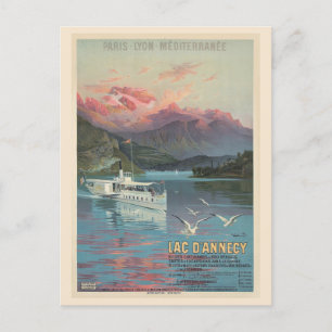 Reise nach Frankreich Vintage Lake Annecy Postkarte