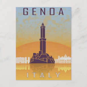 Reise nach Genua Italien im Vintage-Stil Genua Ita Postkarte