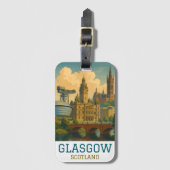 Reise nach Glasgow Schottland Vintage Gepäckanhänger (Vorderseite Vertikal)