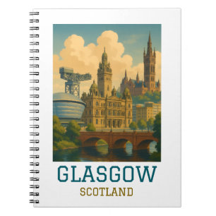 Reise nach Glasgow Schottland Vintage Notizblock