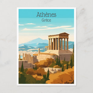 Reise nach Griechenland Athen Grèce vintage Touris Postkarte