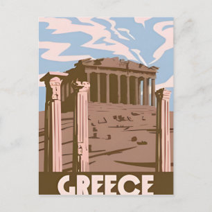 Reise nach Griechenland Santorin Athen Kreta retro Postkarte