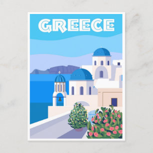 Reise nach Griechenland Santorin Athen Kreta retro Postkarte