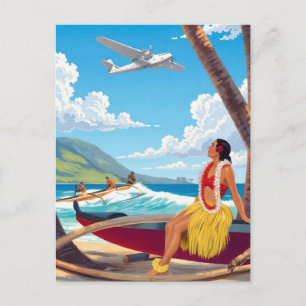 Reise nach Hawaii im Vintage-Stil Feiertagspostkarte