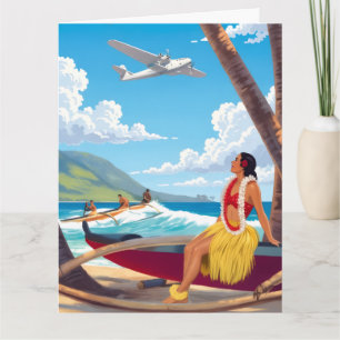 Reise nach Hawaii im Vintage-Stil Karte