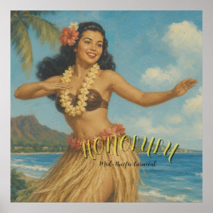 Reise nach Hawaii im Vintage-Stil Poster
