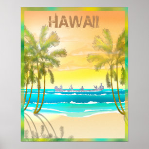 Reise nach Hawaii im Vintage-Stil Poster