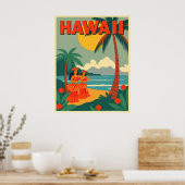 Reise nach Hawaii im Vintage-Stil Poster (Küche)