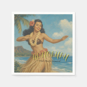 Reise nach Hawaii im Vintage-Stil Serviette