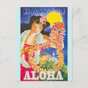 Reise nach Hawaii in alten Zeiten Postkarte