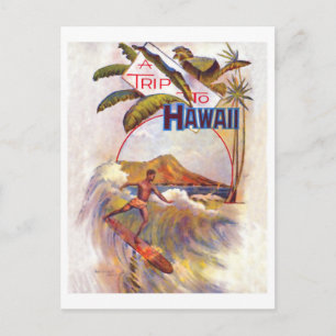 Reise nach Hawaii, Surfen auf einer großen Welle,  Postkarte
