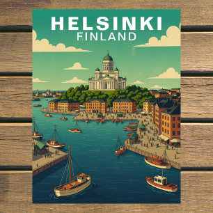 Reise nach Helsinki Finnland Hafenpromenade Postkarte
