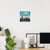 Reise nach Illinois Chicago Springfield Mittlerer Poster (Heimbüro)