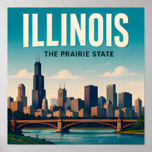 Reise nach Illinois Chicago Springfield Mittlerer Poster