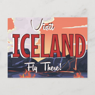 Reise nach Island Vintage-Reiseposter Postkarte