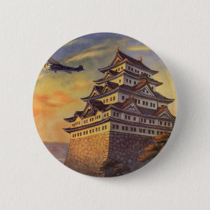 Reise nach Japan im Vintage-Stil, japanische Pagod Button