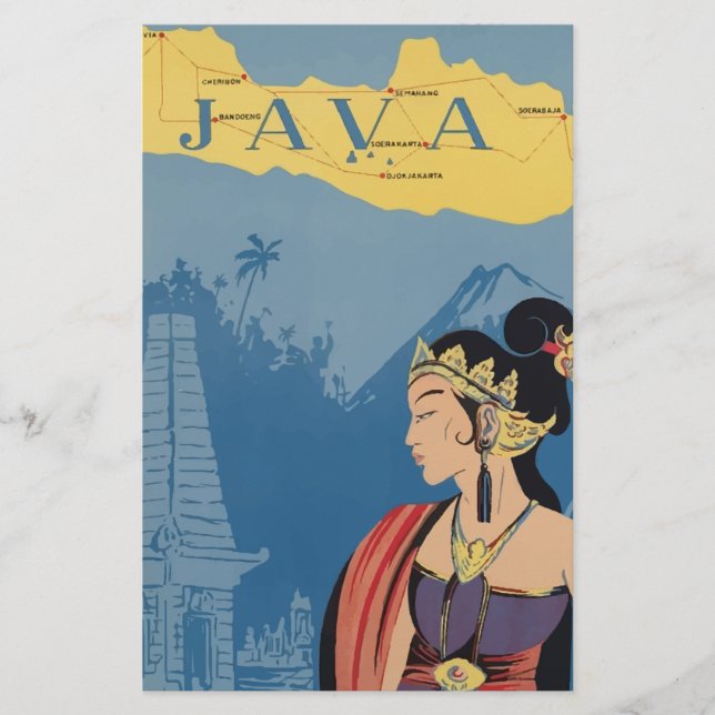 Reise nach Java Indonesien im Vintage-Stil (Vorderseite)