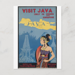 Reise nach Java Indonesien im Vintage-Stil Postkarte