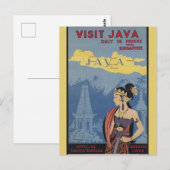 Reise nach Java Indonesien Vintage Postkarte (Vorne/Hinten)