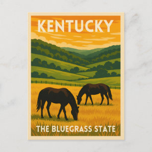 Reise nach Kentucky im Vintage-Stil mit Pferden Re Postkarte