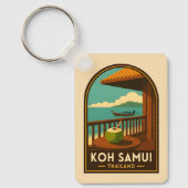Reise nach Koh Samui Island Thailand im Retro-Stil Schlüsselanhänger (Vorderseite)