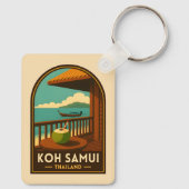 Reise nach Koh Samui Island Thailand im Retro-Stil Schlüsselanhänger (Rückseite)