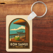 Reise nach Koh Samui Island Thailand im Retro-Stil Schlüsselanhänger (Rückseite)